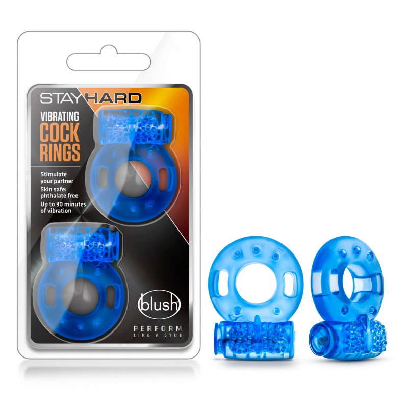 Stay Hard Vibrating Cock Rings - Blue (2 Pack)